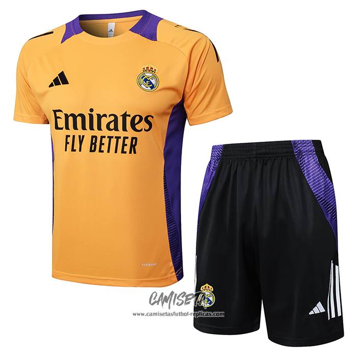 Chandal del Real Madrid 2024-2025 Manga Corta Amarillo - Pantalon Corto